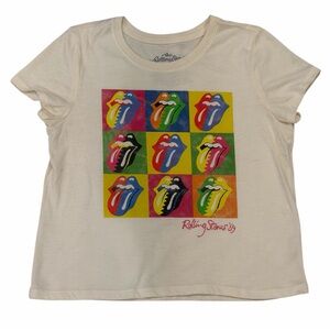 Rolling Stones Pop Art Tongue Graphic Crop Tee Women’s XL